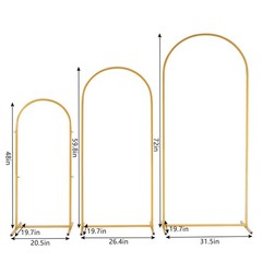 Set of 3 Metal Arch Frame Backdrop Stand Gold Wedding Arch Stand (4FT/5FT/6FT)