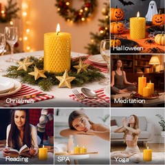 Makalone 3 Pack Natural Beeswax Pillar Candles2.8X4In Handmade Beeswax Rolled