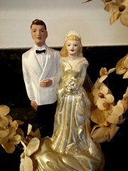 Vintage Unique 1949 Wedding Cake Topper Bride & Groom Pfeil & Holin
