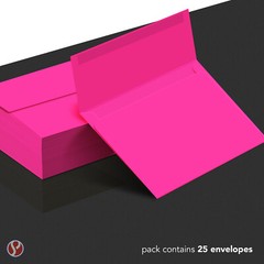 A7 Envelopes, 5 1/4″ x 7 1/4″, Fuchsia, Square Flap, 24w (90gsm), 25 Pk