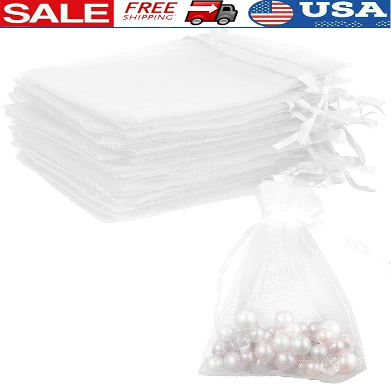 Organza Bags 50Pcs Sheer Drawstring Pouches Jewelry Gift Party Favor Bags New