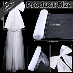 Solsew 12 Pcs Large White Wedding Pew Bows 15.7 x 7.9 in Satin Bow with white