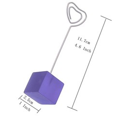 Xiaoyztan Purple Resin Cube Base Heart Shape Card Stand Holder Memo Purple-02