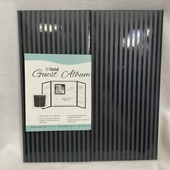 Wedding Guest Book, Trifold Album, Alternative, Black/Gray Stripes, Brand New
