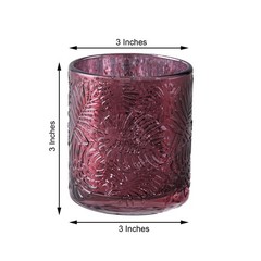 6 pcs 3″ Mercury Glass Votive Candle Holders with Leaves Design Wedding Party