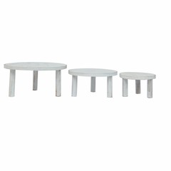 3 Whitewash Wooden Pedestal Cake Stands with Removable Legs Party Decorations
