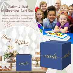 Navy Blue Graduation Card Box, Gold Foil Gift Card Box for Graduation, Party,…