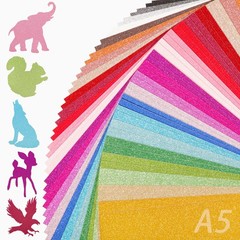 50 Sheets A5 Size 25 Colors Glitter (5.8 x 8.3 in), 25 [50 Sheets]