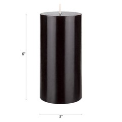 Mega Candles 6 Pcs Unscented Solid Black Pillar Candles Hand Poured Premium Wax