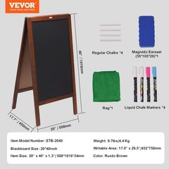 A Frame Chalkboard Sign, Double-Sided Sidewalk Signs, Freestanding Vintage Woode