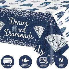 Denim and Diamonds Party Supplies Tablecloths 2PCS Denim Theme Party