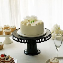 4 Round 13 in Plastic CUPCAKE STANDS Dessert Pedestals Scalloped Edges Party