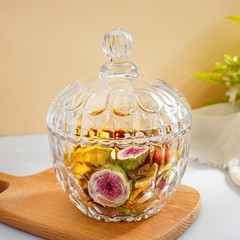 Candy Jar Glass Container with Lid, 22 oz Large Decorative Storage for Snacks