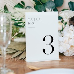 White Wedding Table Numbers 1-10 With Stands 5×7 Inch Acrylic Reception Decor