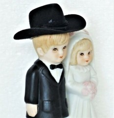 Wedding Cake Topper Figurine Porcelain Bride & Groom Western Cowboy