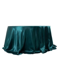 Balsa Circle Peacock Teal Satin Round Tablecloth 132″ (Round),