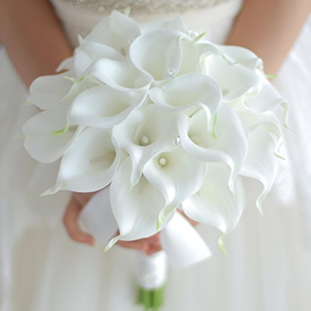 IFFO Bride Holding Flowers, high Simulation pu Calla Lily Bouquet, and Never …