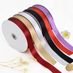 1 Inch x 100yds Satin Ribbon, Thin Solid Color Satin 1 in x 100 yds Black