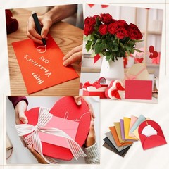 PATIKIL 50 Set Mini Envelopes with Heart Clasp, 4.1×3″ Blank Note Coffee