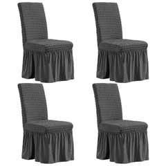 1/2/4/6pcs Stretch Elastic Dining Room Chair Covers Spandex Slipcover with Skirt