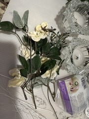 Wedding supplies lot used, Tea Lights, Flowers, Ribbon and Glass stones