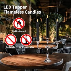 YBU Flameless Taper Candles with Remote 7 Inches Led Candle Sticks with Black