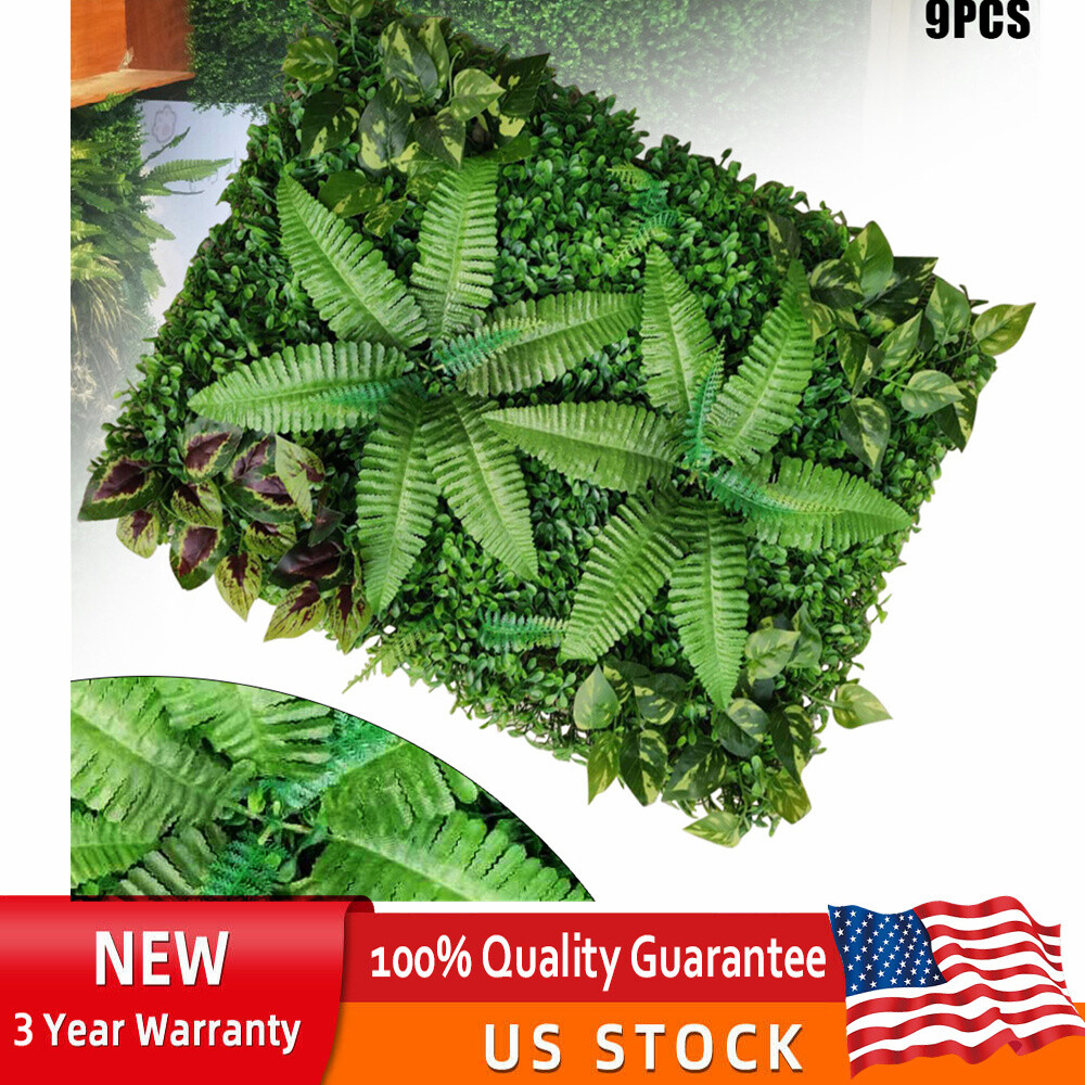 9-Piece Lifelike Artificial Boxwood Panels for Garden and Home Decor