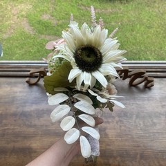 Bridal Wedding Bouquet Hand made Budget Friendly Faux Flowers White Pink Green