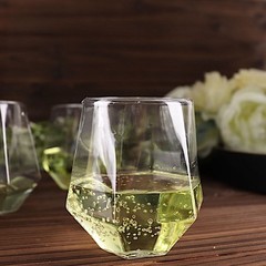 12 Clear 12 oz Geometric Stemless Plastic Wine Glasses Party Events Decorations