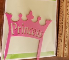 Princess Pink Crown Topper 4 x 4 Plastic Reusable Birthday Party