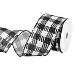 Plaid Check Ribbon, 2.5 Inch x 10 Yards Gingham Ribbon, Black