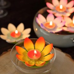 10 Lotus Flower 5″ Assorted Colorful Tealight Floating Candles Party Decorations