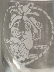 Western Wedding Wine Toasting Set, Etched Cowboy and Cowgirl Lassoed
