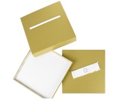 Gold Wedding Card Box with Slot And White Satin Ribbon by Andaz Press