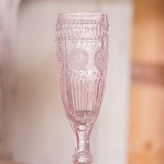 WEDDINGSTAR Vintage Style Pressed Glass Champagne Flute 6oz – Pink Blush Pink