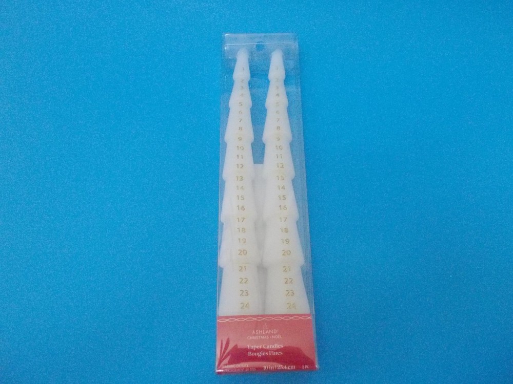 NWT ASHLAND Set of 2 Unscented Advent CHRISTMAS 10″ Taper Candles