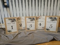 Wedding Table Number Signs Set of 12 Peacock Feather Reception Decor w/Stands