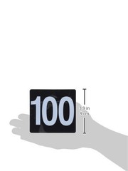 Double-Sided Plastic Table Numbers 1-100, 4″x4″, Light Grey on Black – Restauran