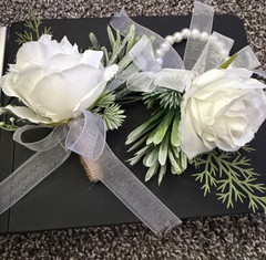 Ivory Corsage and Boutonniere Set for Wedding, Prom, Artificial Rose Flower