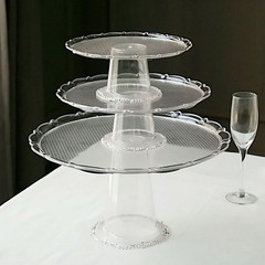 3 Cleat Plastic Stackable Pedestals Round Cupcake Display Stands Set Party Event