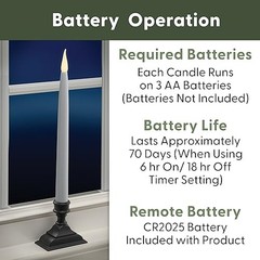 Battery Operated LED Window Candles with Timer, Remote Control, Antique Bronze