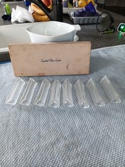 Vintage Crystal Place Card Holders Set of 8 in Original Box. See photos