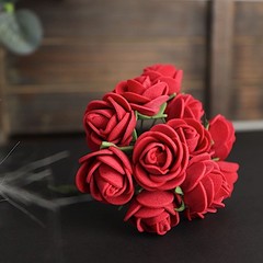 48 BURGUNDY Mini Roses 4″ Foam ARTIFICIAL FLOWERS Stems Party Wedding DIY