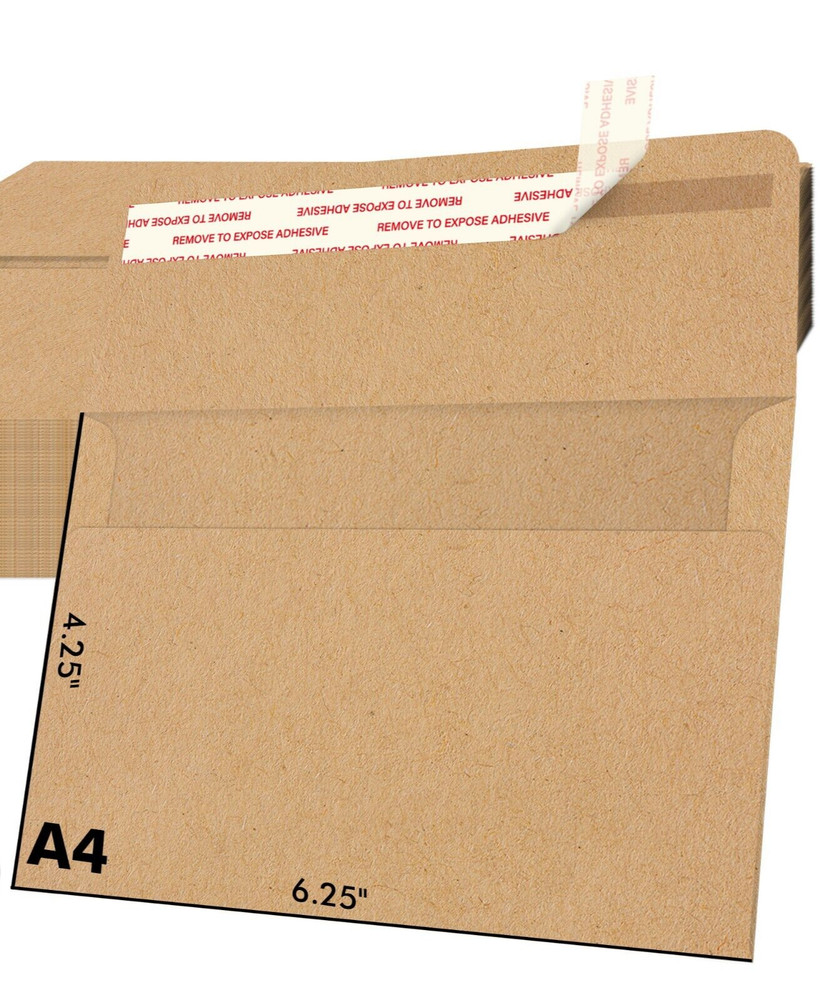 Bulk 1000 Invitation Envelopes 4 1/4 x 6 1/4″ A4 Brown Kraft Printable Envelopes