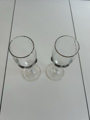 Bride And Groom Clear Glass Champagne Flutes 8″ 3D Pewter