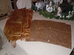 Sheer Christmas Amber Chair Bow Sash Ribbon Tie Back & Sparkle Placemat 12pc Set