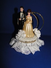 New 50th Wedding Anniversary Caketopper with Bride & Groom in Gold #23