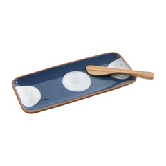 Mud Pie Blue Everything Plate Set Plate 4 X 9 5 1/2 42200102B