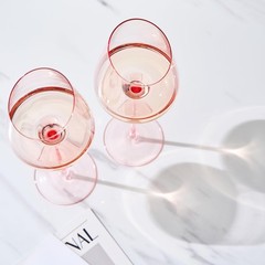 Khen Pink Wine Glasses, Gift | Set of 2 | Rose Blush Colored 18oz Slanted Gla…