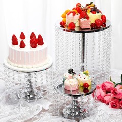 Bokon 6 Pcs Crystal Cake Stand Round Dessert Cupcake Holder Metal Stand Table